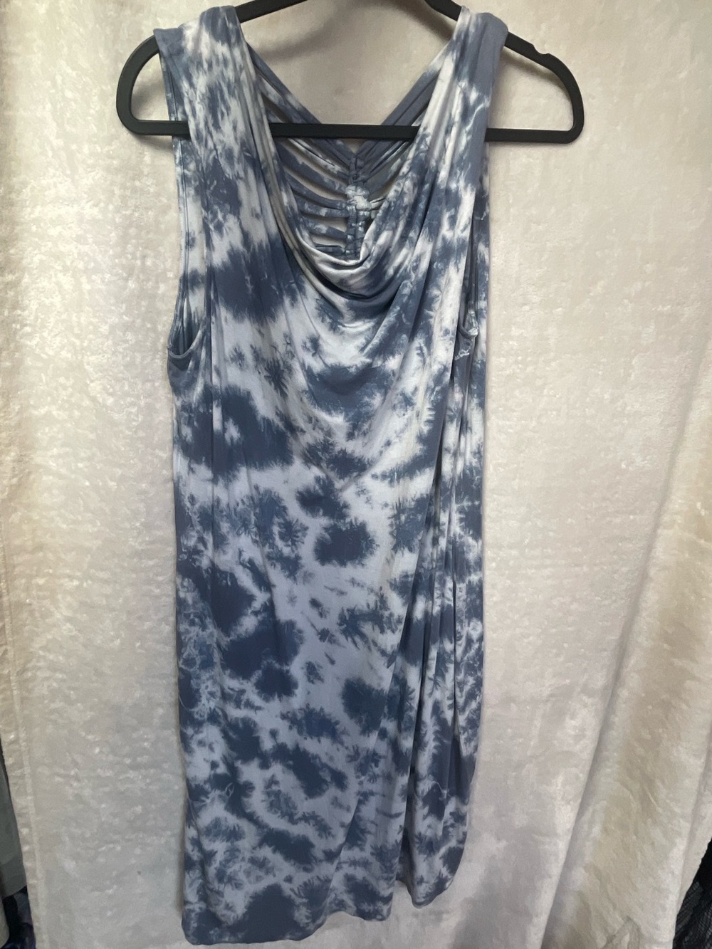 Gianni Bini Blue & White Tie-Dye Midi Dress Braided Back Detail Beach Resortwear